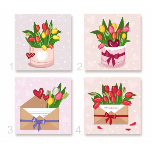 Набор весенних наклеек, тюльпаны