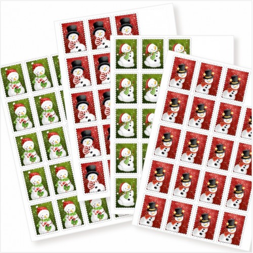 Наліпки - марки новорічні, 19шт