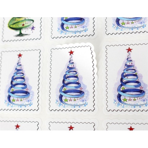 Наклейки - марки "Ёлочки" 30х40мм, набор 19шт