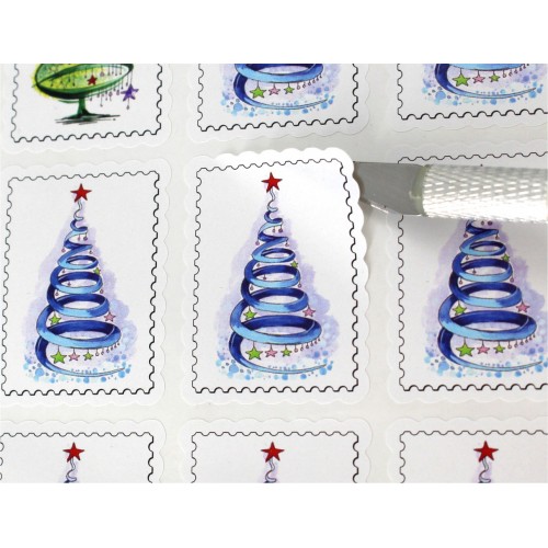 Наклейки - марки "Ёлочки" 30х40мм, набор 19шт