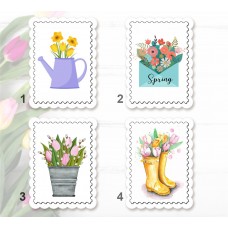 Наліпки - марки весняні, 19шт