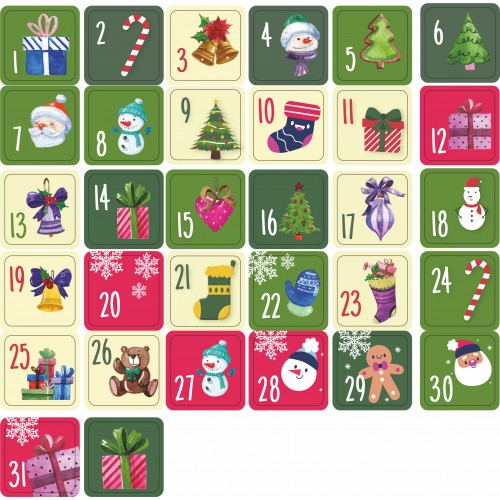 Наклейки для адвент календаря, 30х30мм