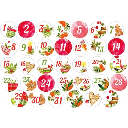 Наклейки для адвент календаря, 30мм