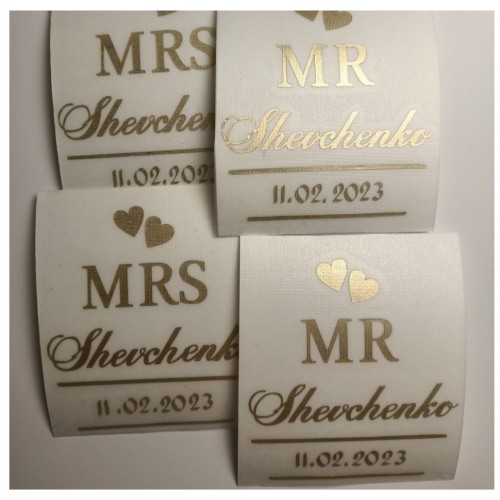 Наклейки на свадебные бутылки и бокалы